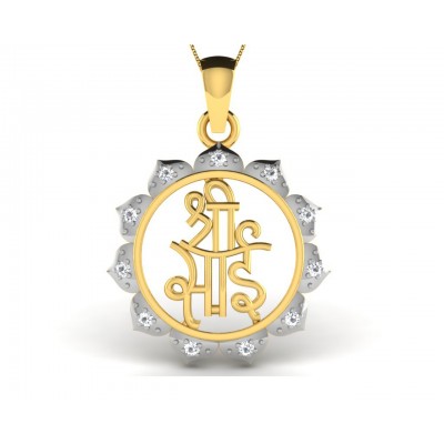 Auspicious Shri Sai Pendant in Gold studded with diamonds